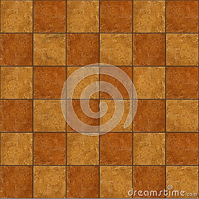 Checkerboard ceramic brown stone tiles seamlessly tileabl Stock Photo