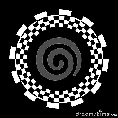 Circle Checkerboard Frame, Spiral Design Border Pattern, Copy Space, Isolated on black Stock Photo