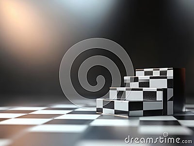 Checkerboard Steps, A Minimalist Abstract Rendering of Progress Stock Photo