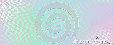 Checkerboard wavy pattern. Abstract holographic chessboard vector print. Y2k psychedelic optical foil grid. Swirl Vector Illustration
