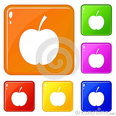 Checkered apple icons set vector color Vector Illustration