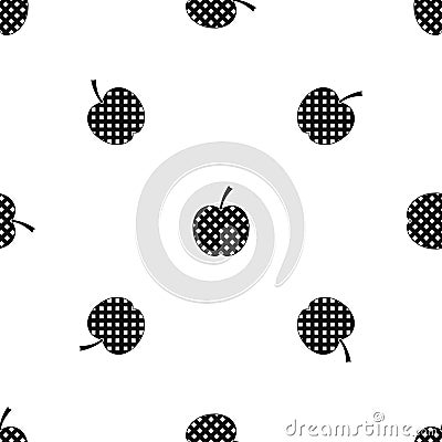 Checkered apple pattern seamless black Vector Illustration