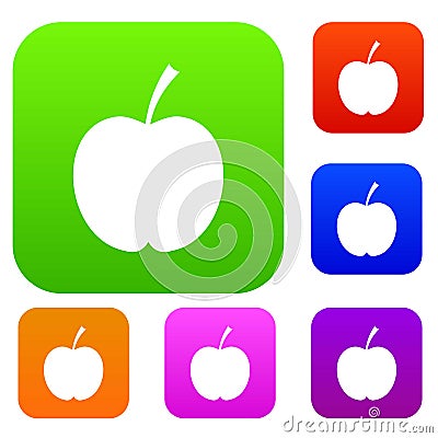 Checkered apple set color collection Vector Illustration