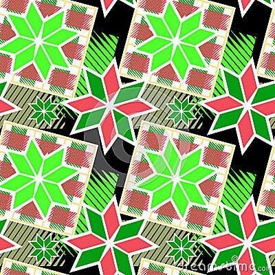 Checkered christmas seamless pattern. Stock Photo