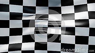 Checkered finish flag background. Wavy cloth. 3d render illustration Cartoon Illustration