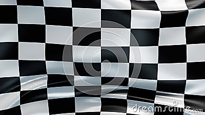Checkered finish flag background. Wavy cloth. 3d render illustration Cartoon Illustration