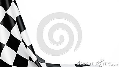 Checkered finish flag on white background. Space for text. 3d render illustration Cartoon Illustration