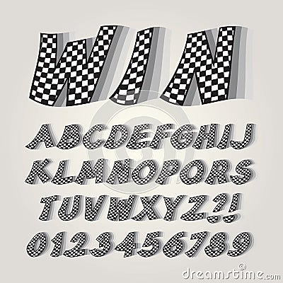 Checkered Flag Alphabet and Numbers Stock Photo