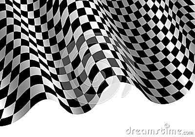 Checkered flag flying wave on white design sport race championship background vector. Vector Illustration