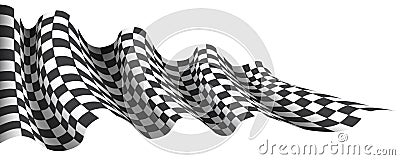 Checkered flag wave flying on white for sport race championship business background vector Vector Illustration