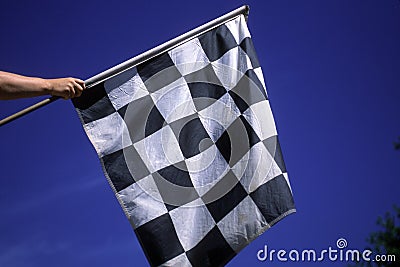 Checkered Flag For The Winner. Stock Photo