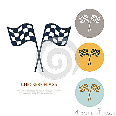 Checkered flags vector line icon. Speed automobile, racing car logo, driving lessons sign. Auto championship Vector Illustration