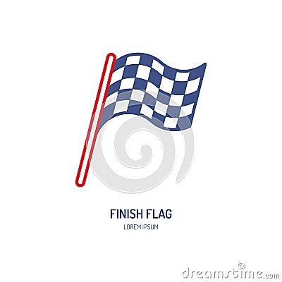 Checkered flags vector line icon. Speed automobile, racing car logo, driving lessons sign. Auto championship Vector Illustration