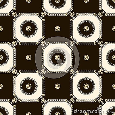 Checkered jewelry pattern with chains, beads Vector Illustration