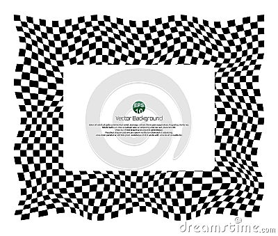 Checkered pattern of champ background with distort black and white banner Vector Illustration