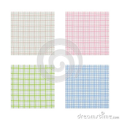 Checkered pattern set, brown, pink, green and blue pattern Stock Photo