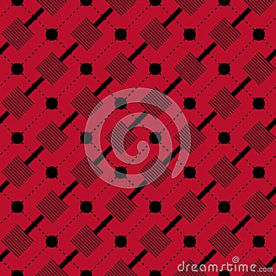 Checkered plaid fabric background. Red seamless pattern Vector Illustration
