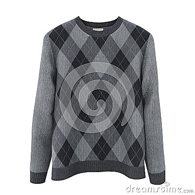 Checkered Sweater on white background. 3D illustration, Clipping Path Cartoon Illustration