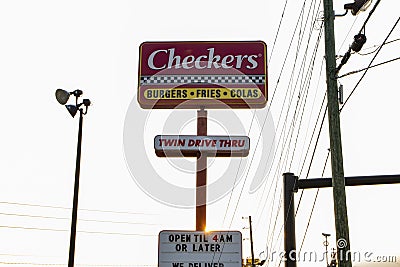 Checkers fast food restaurant exterior street sign Editorial Stock Photo