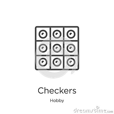 checkers icon vector from hobby collection. Thin line checkers outline icon vector illustration. Outline, thin line checkers icon Vector Illustration