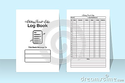 Checking account ledger log book KDP interior. Bank account information checker and balance tracker template. KDP interior journal Vector Illustration