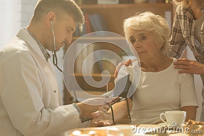 Checking the blood pressure Stock Photo