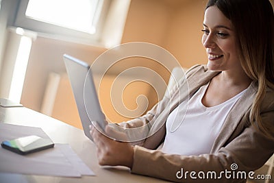 Checking business e-mails Stock Photo