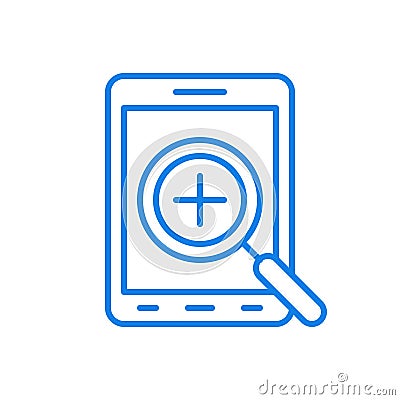 Checking electronic gadgets vector line icon. Testing devices and installed applications. Vector Illustration