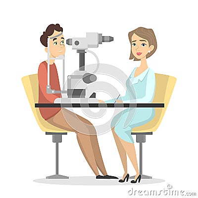 Checking the eyesight. Vector Illustration