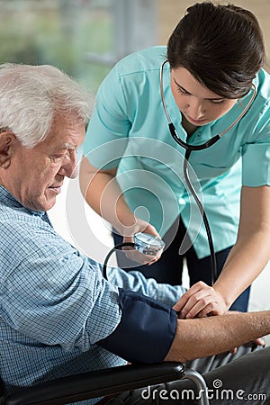 Checking the hypertension Stock Photo