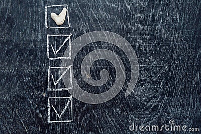 Checking mark on checklist, Tick in the box concept.. Marine theme Stock Photo