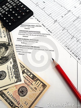 Checking medical bills Stock Photo