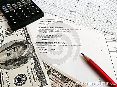 Checking medical bills Stock Photo