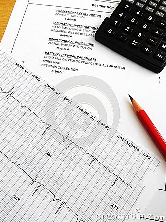 Checking medical bills Stock Photo