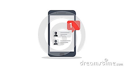 Checking Messages on Smartphone with Notification Bubble Shows Unread Count Stock Photo