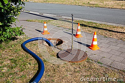 checking of sewage works Stock Photo