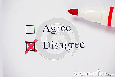 Checklist box - Agree and Disagree. Check form concept Stock Photo