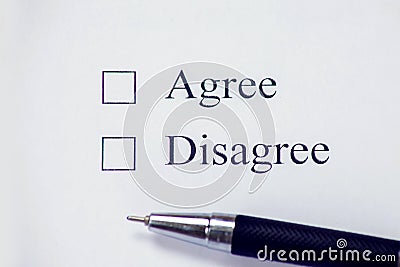 Checklist box - Agree, Disagree. Check form concept Stock Photo