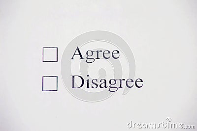 Checklist box - Agree and Disagree. Check form concept Stock Photo