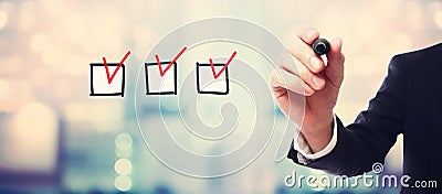 Checklist with businessman Stock Photo