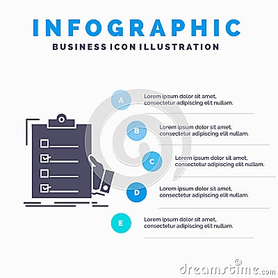 checklist, check, expertise, list, clipboard Infographics Template for Website and Presentation. GLyph Gray icon with Blue Vector Illustration