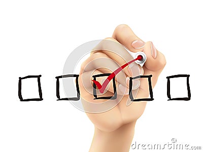 Checklist checking by 3d hand Vector Illustration