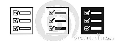 Checklist, complete tasks, to-do list icons set. Flat design graphic elements Cartoon Illustration