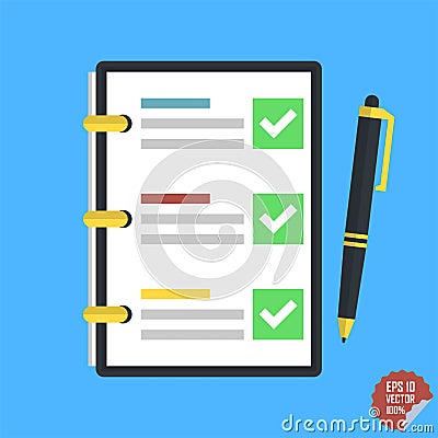 Checklist, complete tasks, to-do list, survey, exam concepts. Stock Photo