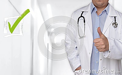 Checklist concept and doctor with thumbs up Stock Photo