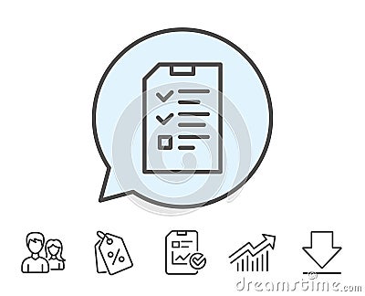 Checklist Document line icon. File sign. Vector Illustration