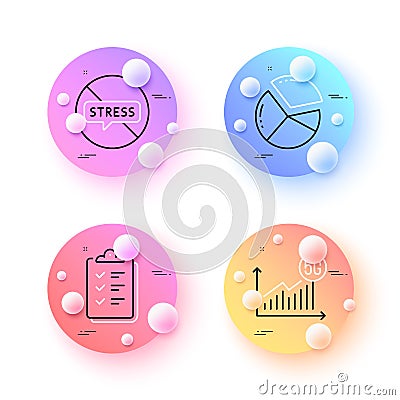 Checklist, 5g statistics and Pie chart minimal line icons. For web application, printing. Vector Vector Illustration