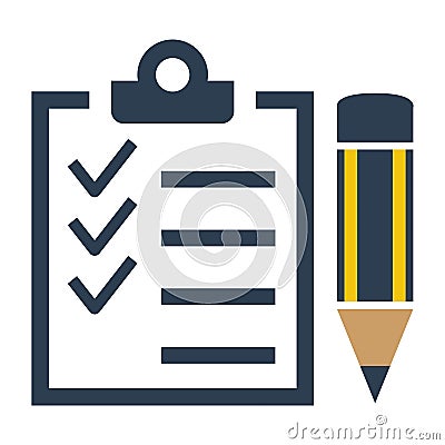 Checklist icon on white background. Cartoon Illustration