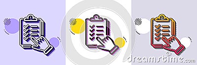 Checklist line icon. Clipboard document sign. Halftone dotted pattern. Vector Vector Illustration
