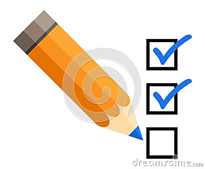 Checklist with a pencil checking off tasks. Left-handers version Vector Illustration